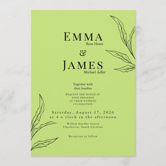 Convite Elegant Minimalist Wedding Invitation | Modern (Frente)