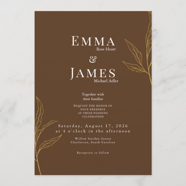 Convite Elegant Minimalist Wedding Invitation | Modern (Frente)