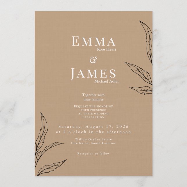 Convite Elegant Minimalist Wedding Invitation | Modern (Frente)