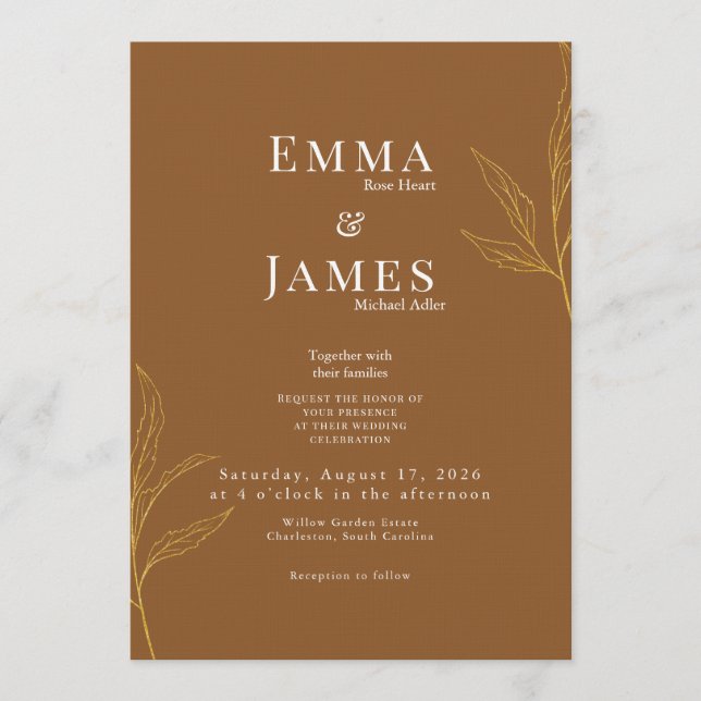 Convite Elegant Minimalist Wedding Invitation | Modern (Frente)