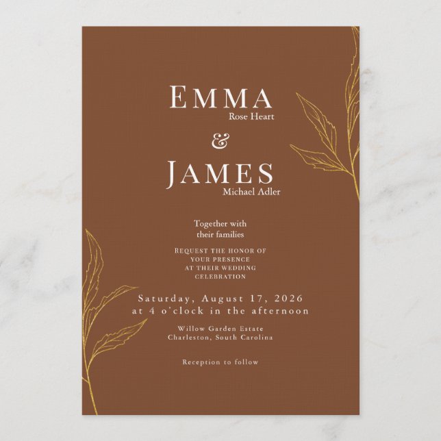 Convite Elegant Minimalist Wedding Invitation | Modern (Frente)