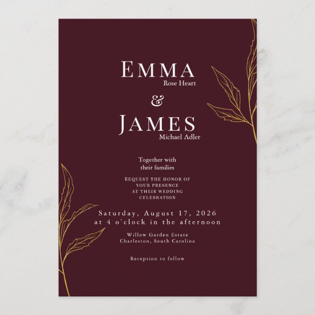 Convite Elegant Minimalist Wedding Invitation | Modern (Frente)