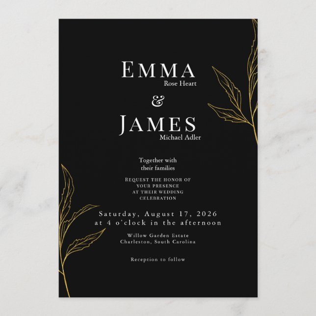 Convite Elegant Minimalist Wedding Invitation | Modern (Frente)