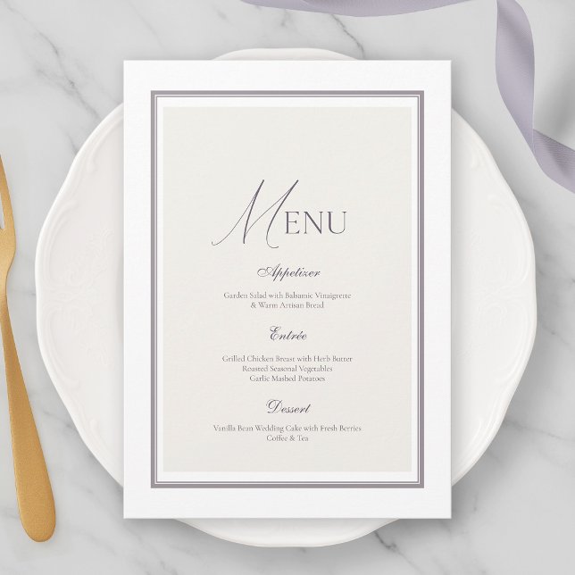 Convite Elegant Minimalist Wedding Menu Card (Criador carregado)