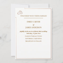 Convite Elegant Minimalist Wedding Template with Rings