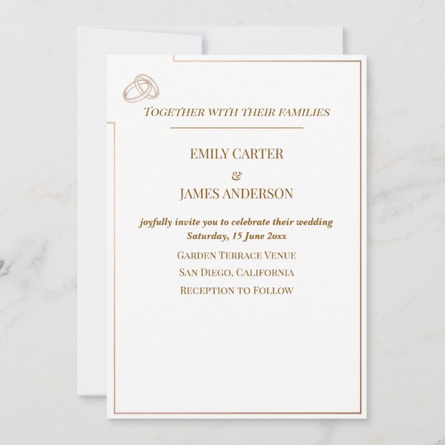 Convite Elegant Minimalist Wedding Template with Rings (Frente)