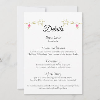Convite Elegant Minimalist Wedding Venue Details Card