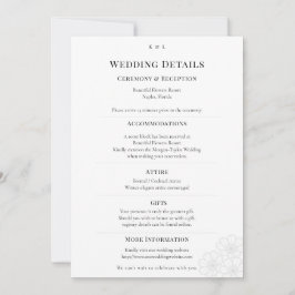 Convite Elegant Minimalist Winter Wedding Details Card