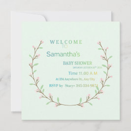 Convite Elegant Mint Green Botanical Baby Shower 