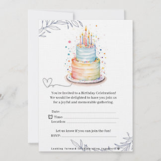 Convite Elegant Modern Birthday Invitation Card