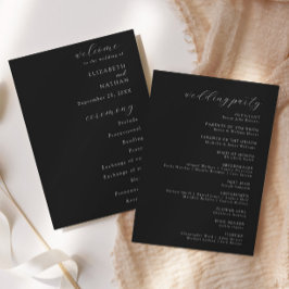 Convite Elegant Modern Black Tie Formal Wedding Program