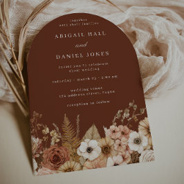 Convite Elegant Modern Boho Arch Floral Wedding