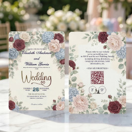 Convite Elegant Modern Botanical All In One QR Code