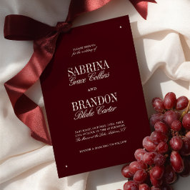 Convite Elegant Modern Burgundy & Ivory Formal Wedding