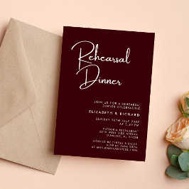 Convite Elegant & Modern Burgundy Rehearsal Dinner