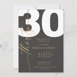 Convite Elegant Modern Calligraphy 30 Adult Birthday