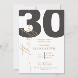Convite Elegant Modern Calligraphy 30 Adult Birthday