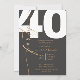 Convite Elegant Modern Calligraphy 40th Adult Birthday