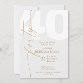 Convite Elegant Modern Calligraphy 40th Adult Birthday