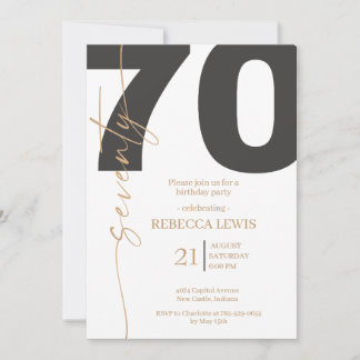 Convite Elegant Modern Calligraphy 70th Adult Birthday