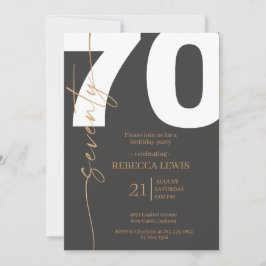 Convite Elegant Modern Calligraphy 70th Adult Birthday