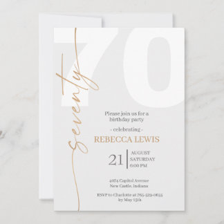 Convite Elegant Modern Calligraphy 70th Adult Birthday
