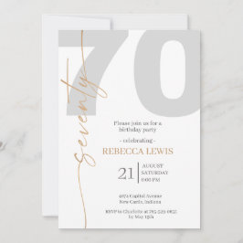 Convite Elegant Modern Calligraphy 70th Adult Birthday