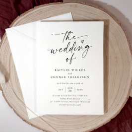 Convite Elegant Modern Handwriting Black & White Wedding