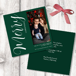 Convite Elegant Modern Photo Holiday Invitation | Merry 