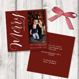 Convite Elegant Modern Photo Holiday Invitation | Merry 