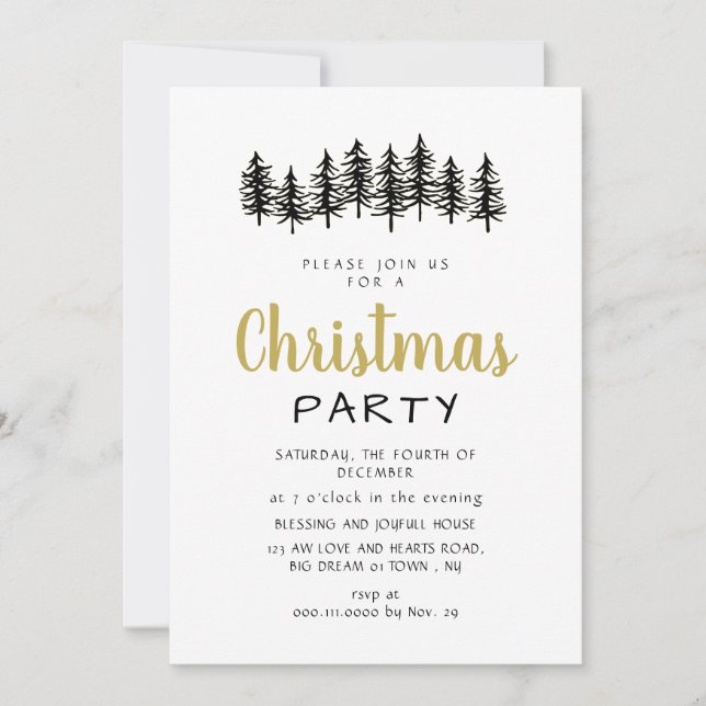 Convite Elegant Modern Pine Forest Christmas Party (Frente)