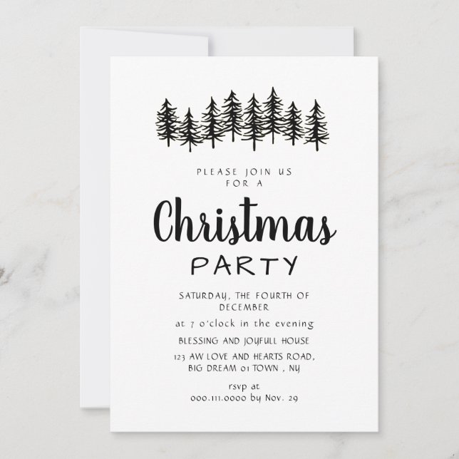 Convite Elegant Modern Pine Forest Christmas Party (Frente)