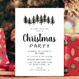 Convite Elegant Modern Pine Forest Christmas Party