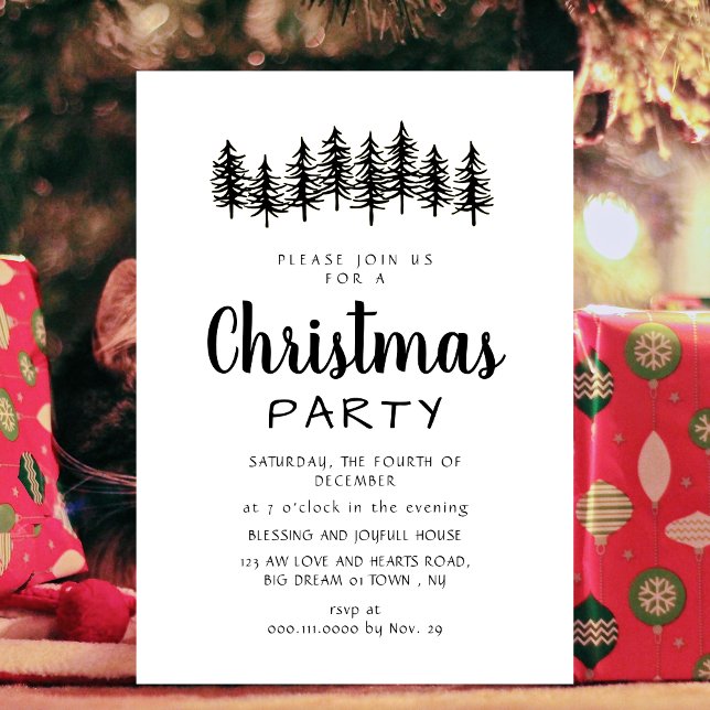 Convite Elegant Modern Pine Forest Christmas Party (Criador carregado)