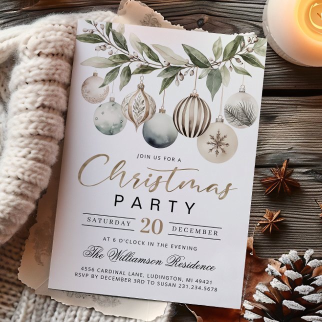 Convite Elegant Modern Retro Christmas Party Invitation (Elegant Modern Retro Christmas Party Invitation)