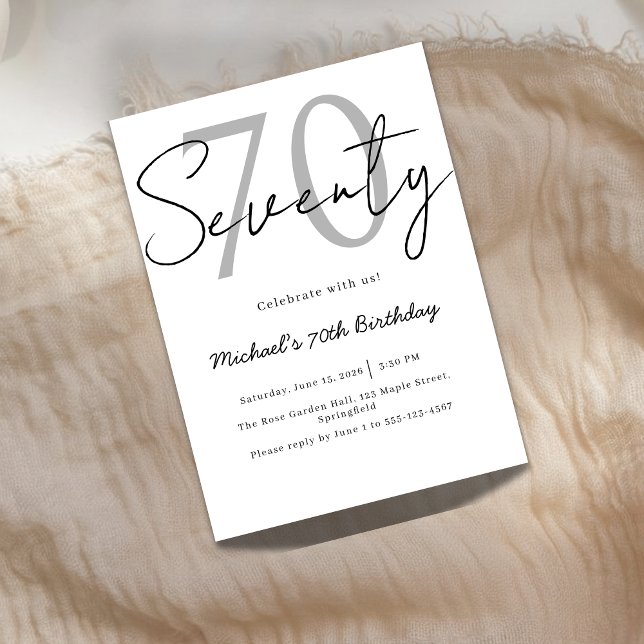 Convite Elegant Modern Script 70th Birthday Invitation (Criador carregado)