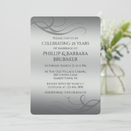 Convite Elegant Modern Silver 25th Wedding Anniversary