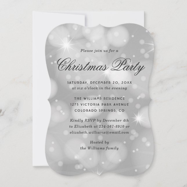 Convite Elegant Modern Sparkly Christmas Party (Frente)
