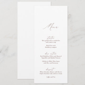 Convite Elegant Modern White Calligraphy Wedding Menu