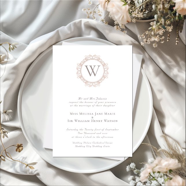 Convite Elegant Monogram Classic Wedding (Elegant Monogram Wedding Invitation)