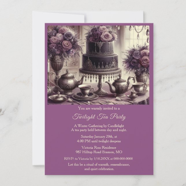 Convite Elegant Moody Tea Party Invitation (Frente)