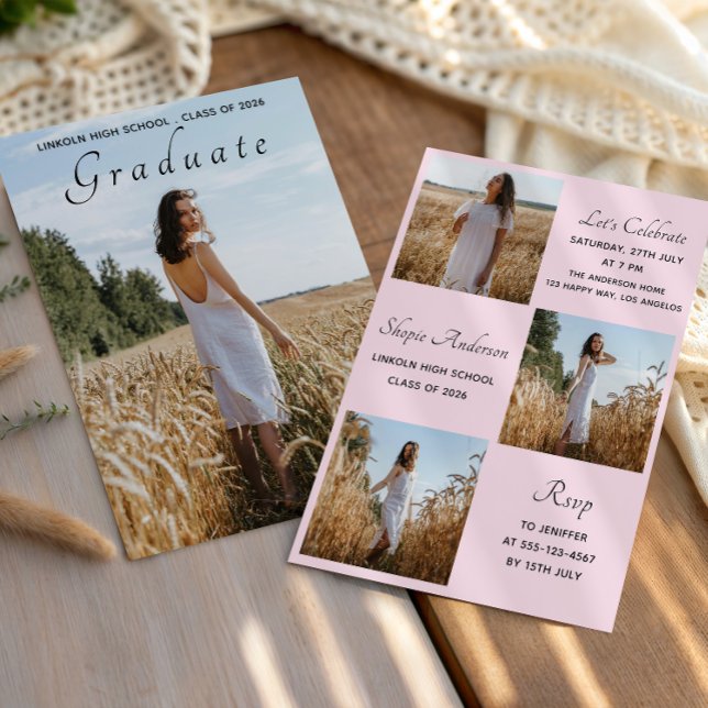 Convite Elegant Multi Photo Graduation Party (Criador carregado)