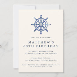 Convite Elegant Nautical Ships Wheel Adult Birthday Party