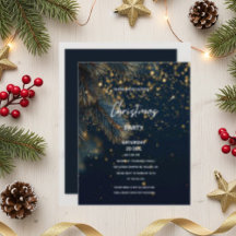 Elegant Navy Blue & Gold Glitter Party Christmas