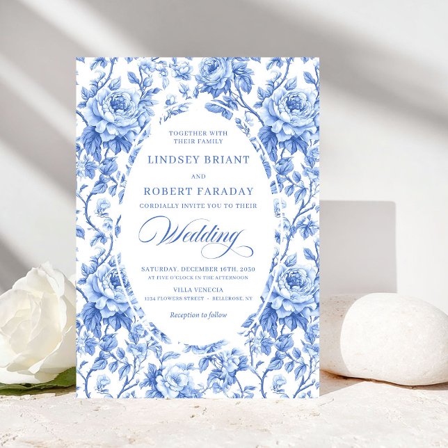 Convite Elegant Navy Blue Roses Floral Wedding Invite (Elegant Navy Blue Roses Floral Wedding Invite)