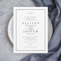 Elegant Navy Blue Wedding Invitation