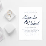 Convite Elegant Navy & White Calligraphy Rehearsal Dinner<br><div class="desc">Simple and chic in classic navy blue and white,  our Beekman rehearsal dinner invitation features elegant calligraphy script and space for both your ceremony rehearsal and celebration details.</div>