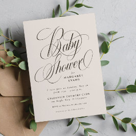 Convite Elegant neutral beige brown baby shower