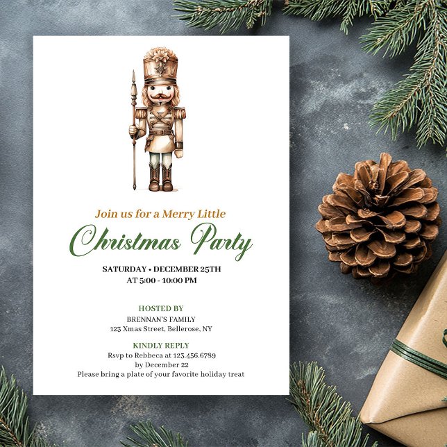 Convite Elegant Neutral Earthy Colors Christmas Invitation (Elegant Neutral Earthy Colors Christmas Invitation)