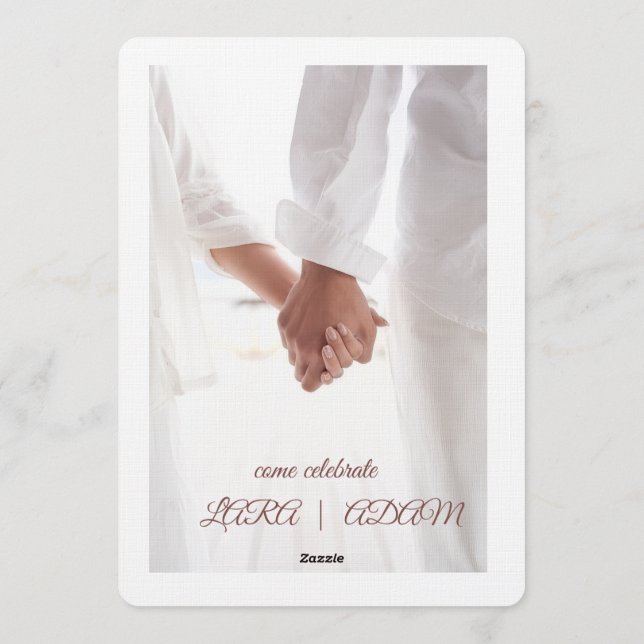 Convite Elegant Neutral Floral Wedding Invitation (Verso)